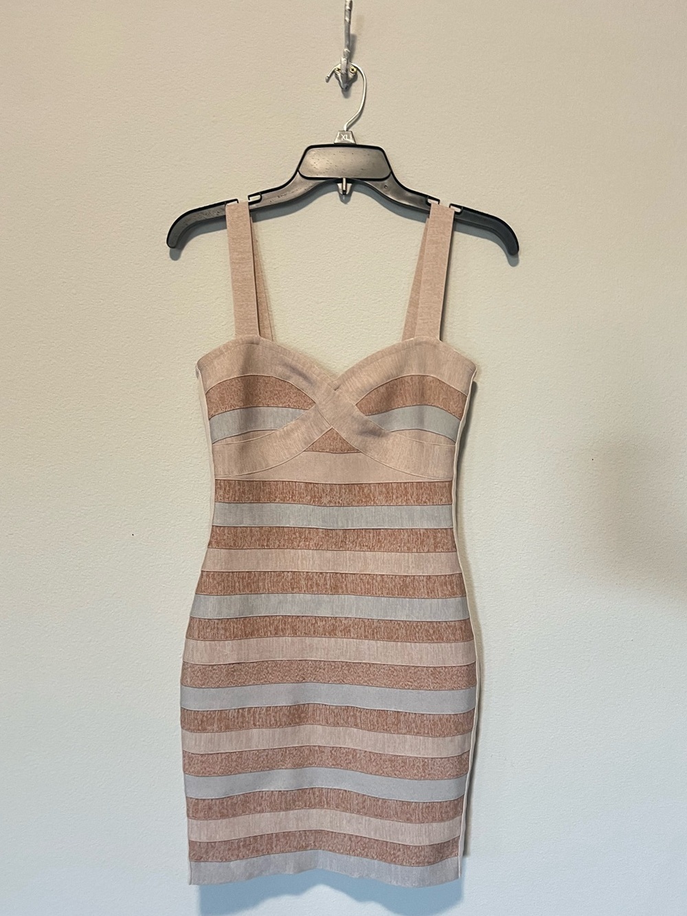 Pastel Striped Bodycon Bandage Mini Dress- Sleeveless - Picture 2 of 9
